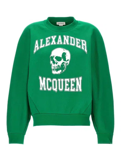 Alexander Mcqueen Mcqueen Women 'varsity Skull' Sweatshirt In Green