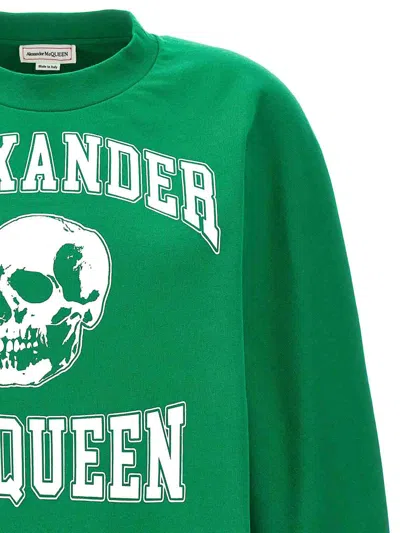 Shop Alexander Mcqueen Varsity Skull Sweatshirt In Green