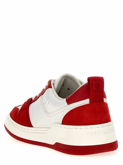 Ferragamo Panelled Leather Sneakers In Red