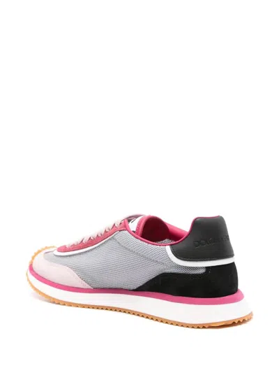Dolce & Gabbana Cushion Sneakers With Rubber Sole And Leather Trim In Red