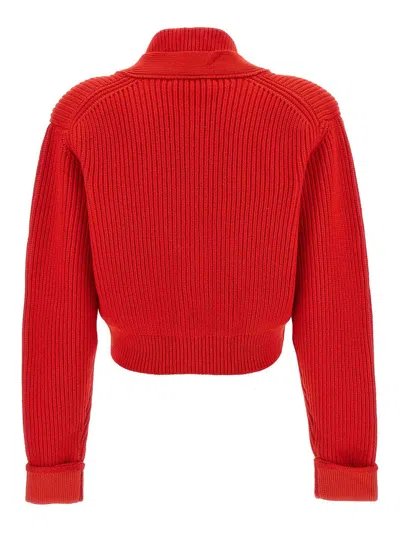 Shop Victoria Beckham Cropped Cardigan In Red