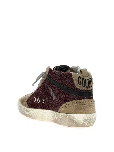Golden Goose Deluxe Brand Women Mid Star Classic High-top Suede Sneakers With Glitter Inserts In Dark Red
