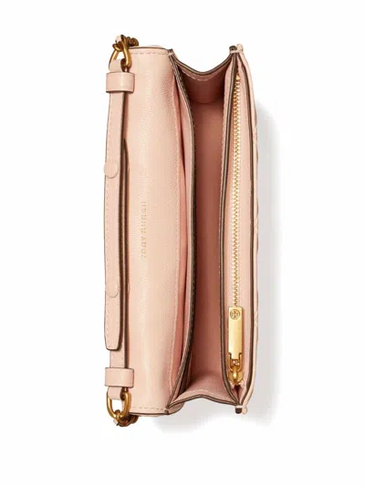 Tory Burch Fleming Soft Caviar Leather Wallet On A Chain In Light Pink