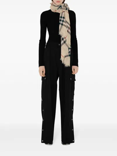 Burberry Women's Check Motif Scarf In Grey