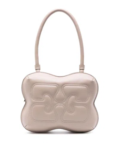 Ganni Small Egret Butterfly Shoulder Bag In Grey