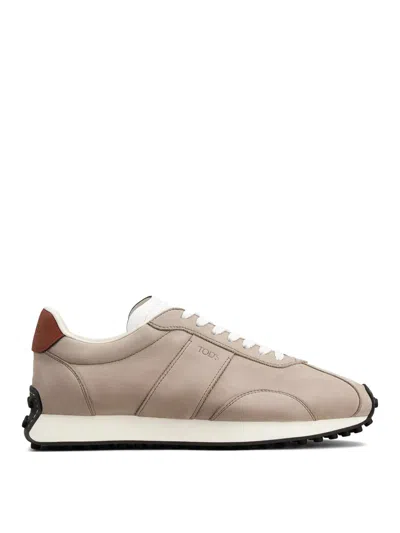 Shop Tod's Leather Sneakers In Grey