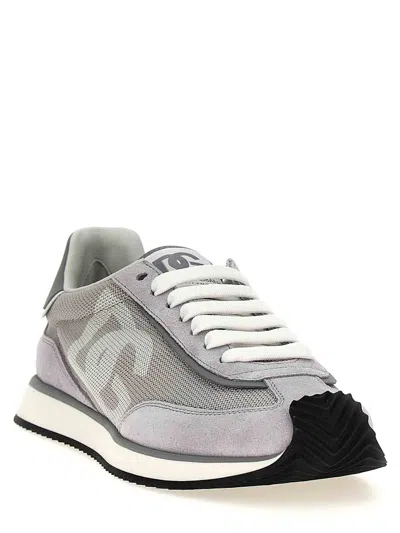 Dolce & Gabbana Man Grey Suede And Mesh Dg Aria Sneakers In Grey