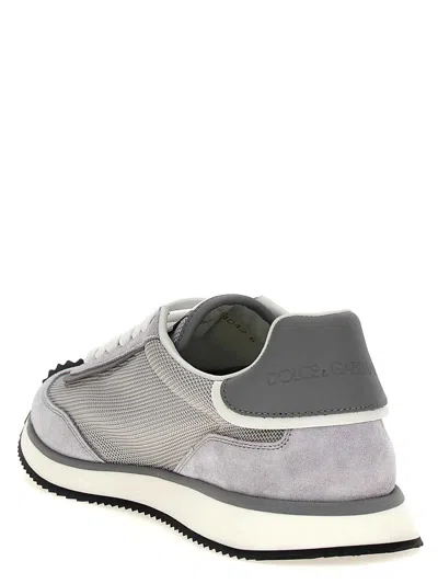 Dolce & Gabbana Man Grey Suede And Mesh Dg Aria Sneakers In Grey