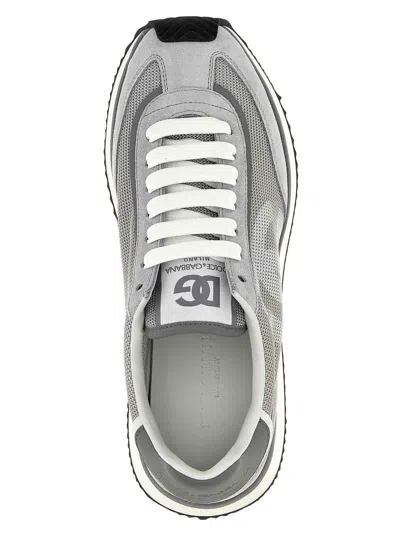 Dolce & Gabbana Man Grey Suede And Mesh Dg Aria Sneakers In Grey