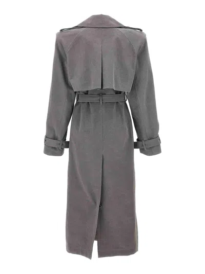 Shop Attico Double-breasted Trench Coat In Grey