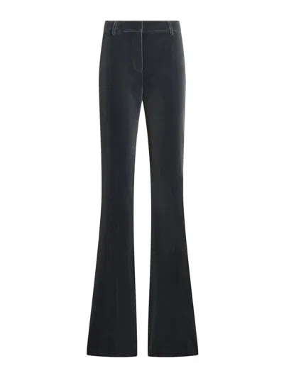 Etro Velvet Flared Hem Trousers Pockets In Grey