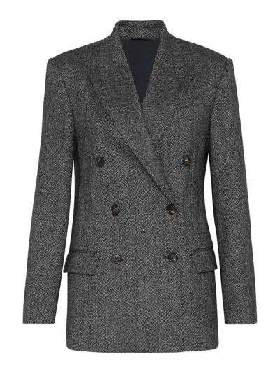Brunello Cucinelli Women's 'chevron Wool Carded Techno Jacket' In Grey