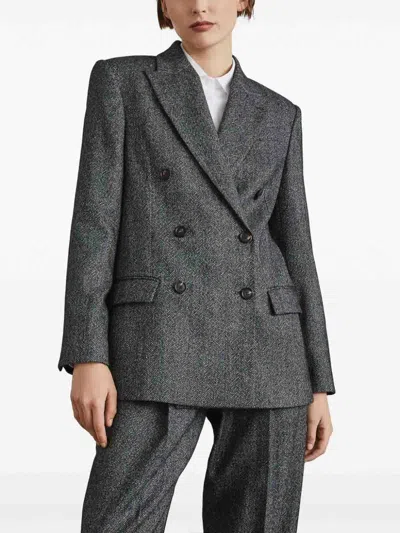 Brunello Cucinelli Women's 'chevron Wool Carded Techno Jacket' In Grey
