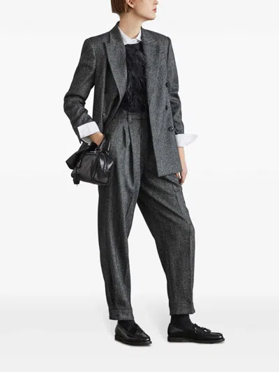 Brunello Cucinelli Women's 'chevron Wool Carded Techno Jacket' In Grey