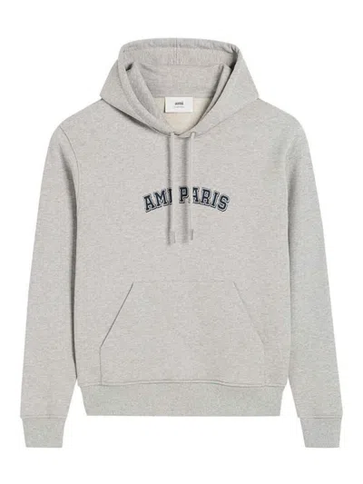 Ami Alexandre Mattiussi Ami Paris Cotton Hoodie In Grey