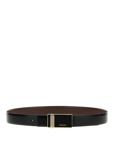 Shop Ferragamo Logo Buckle Reversible Belt In Multicolour