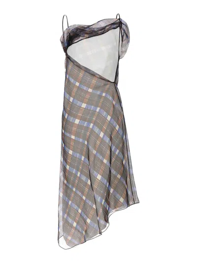 Ferragamo Multicolor Asymmetrical Dress In Multicolour