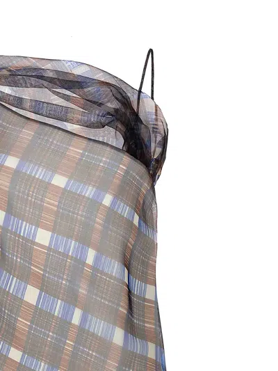 Ferragamo Multicolor Asymmetrical Dress In Multicolour