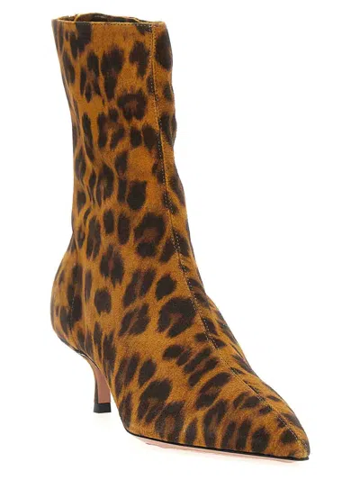 Aquazzura Montmartre 50 Leopard-print Suede Ankle Boots In Multicolour