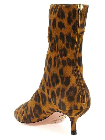 Aquazzura Montmartre 50 Leopard-print Suede Ankle Boots In Multicolour