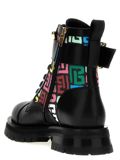 Balmain Charlie Multi Monogram Ranger Booties In Multicolour
