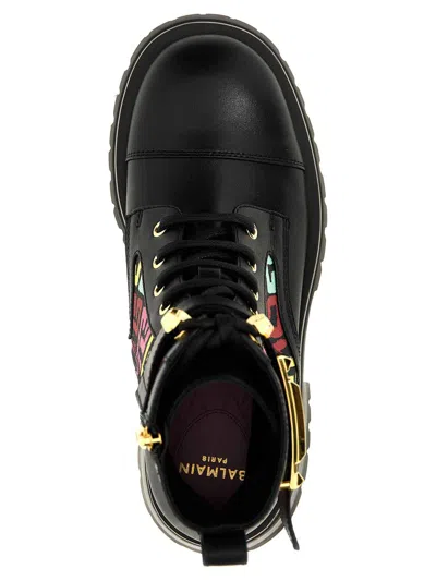 Balmain Charlie Multi Monogram Ranger Booties In Multicolour