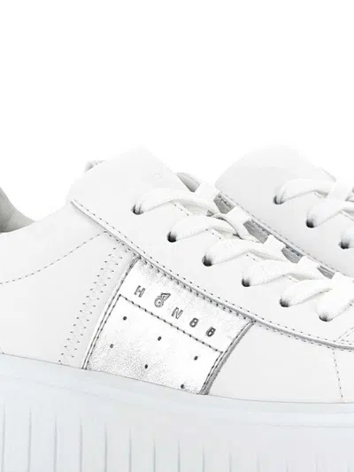 Hogan H-stripes Leather Platform Sneakers In Silver