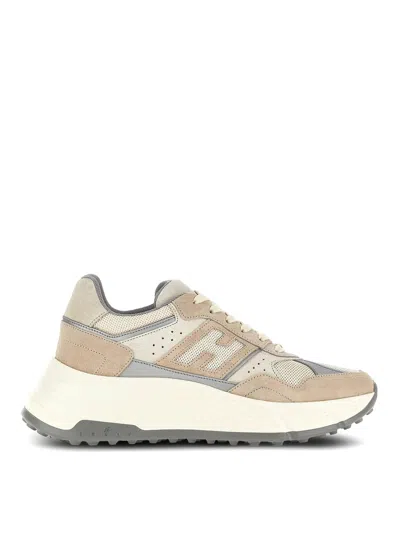 Hogan Leather Sneakers With Chunky Rubber Sole In Nude & Neutrals