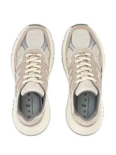 Hogan Leather Sneakers With Chunky Rubber Sole In Nude & Neutrals