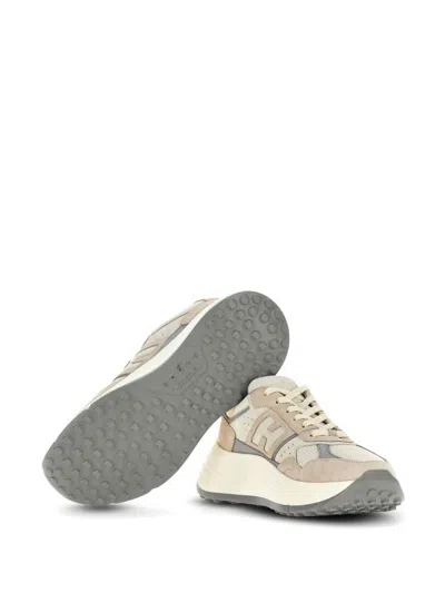 Hogan Leather Sneakers With Chunky Rubber Sole In Nude & Neutrals