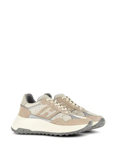 Hogan Leather Sneakers With Chunky Rubber Sole In Nude & Neutrals