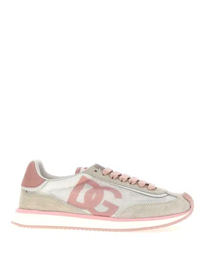 Dolce & Gabbana Canvas And Suede Sneakers In Nude & Neutrals