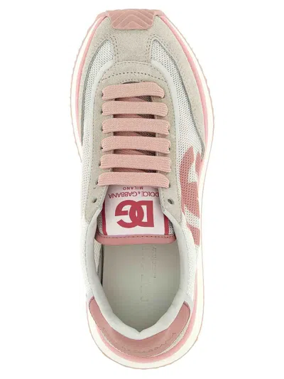 Dolce & Gabbana Canvas And Suede Sneakers In Nude & Neutrals