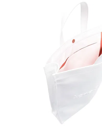 Acne Studios Cotton Blend Tote With Adjustable Strap In White