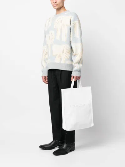 Acne Studios Cotton Blend Tote With Adjustable Strap In White