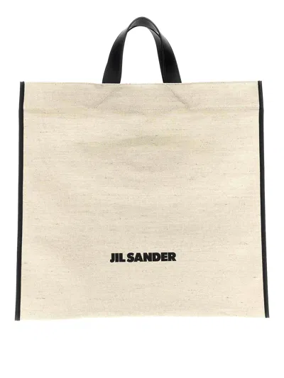Jil Sander Square Border Tote Bag In White