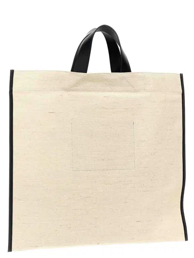 Jil Sander Square Border Tote Bag In White
