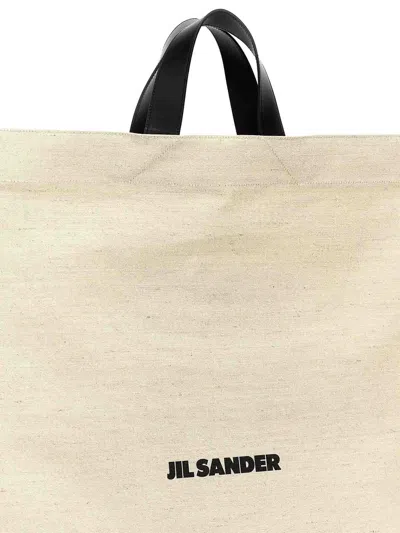 Jil Sander Square Border Tote Bag In White