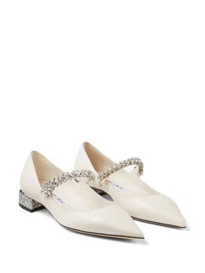 Shop Jimmy Choo Bing Pump Glittered Flats In White