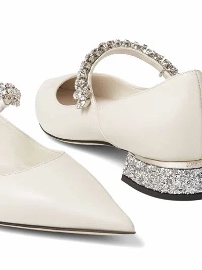 Shop Jimmy Choo Bing Pump Glittered Flats In White