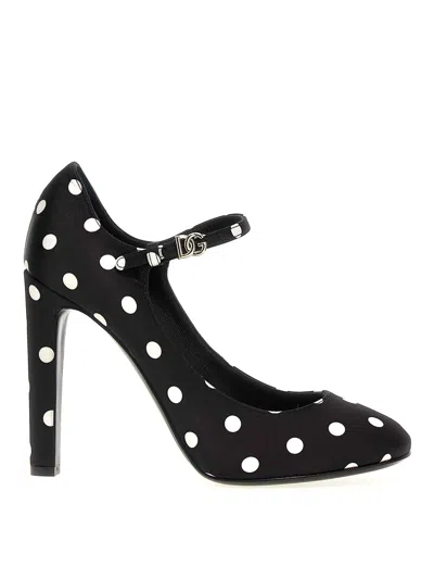 Dolce & Gabbana Black Mary Jane Pumps In White