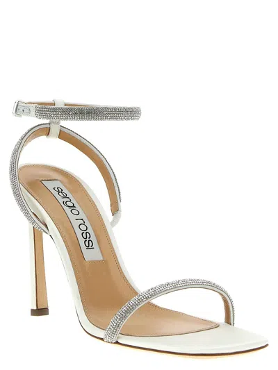 Sergio Rossi Square-headed Stiletto Sandals With High Heels In White