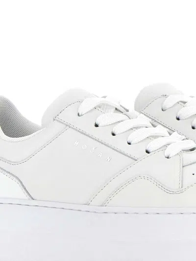 Hogan Leather Panelled Flatform Sneakers In White