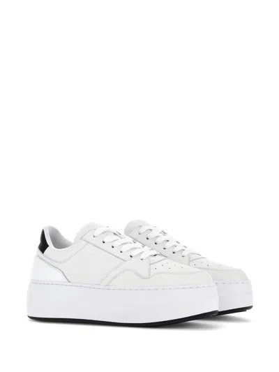 Hogan Leather Panelled Flatform Sneakers In White