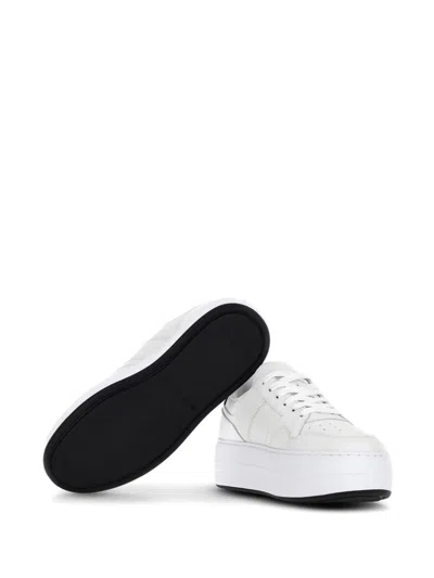 Hogan Leather Panelled Flatform Sneakers In White