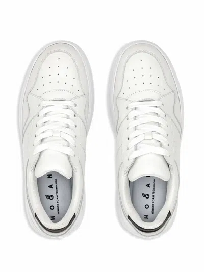 Hogan Leather Panelled Flatform Sneakers In White