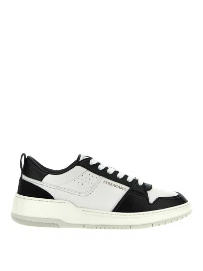 Ferragamo Suede Patch Skate Sneaker In White