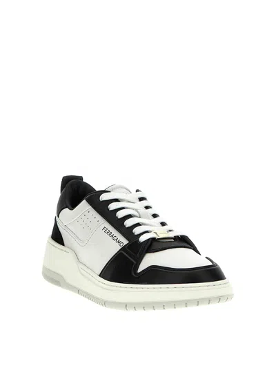 Ferragamo Suede Patch Skate Sneaker In White