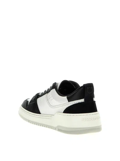 Ferragamo Suede Patch Skate Sneaker In White