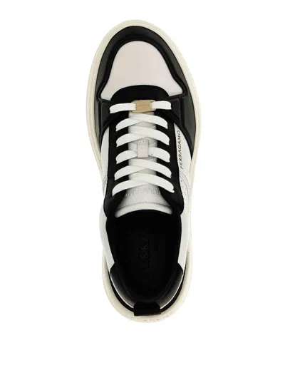 Ferragamo Suede Patch Skate Sneaker In White